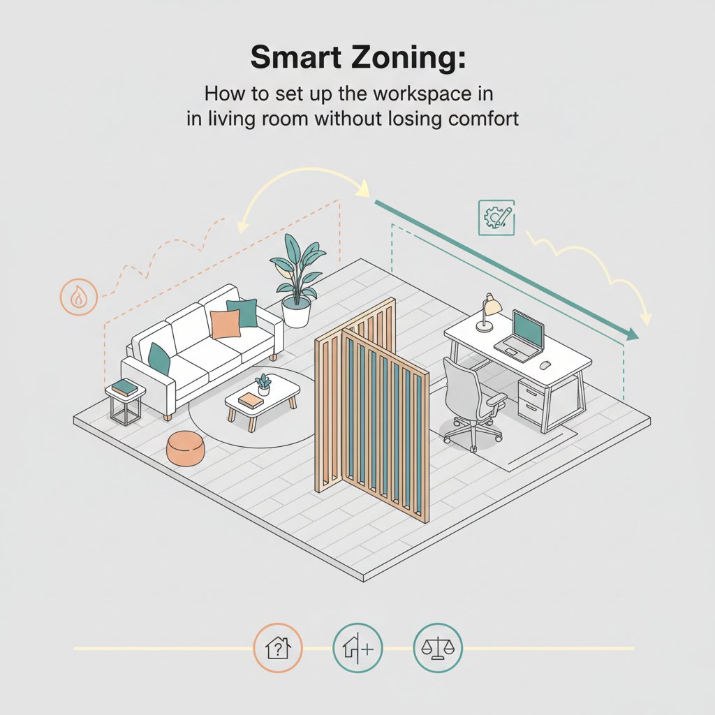 Разумное зонирование: как обустроить рабочее место в гостиной, не теряя уюта