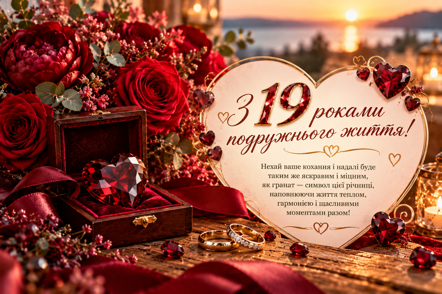 Розкішна гранатова річниця кохання