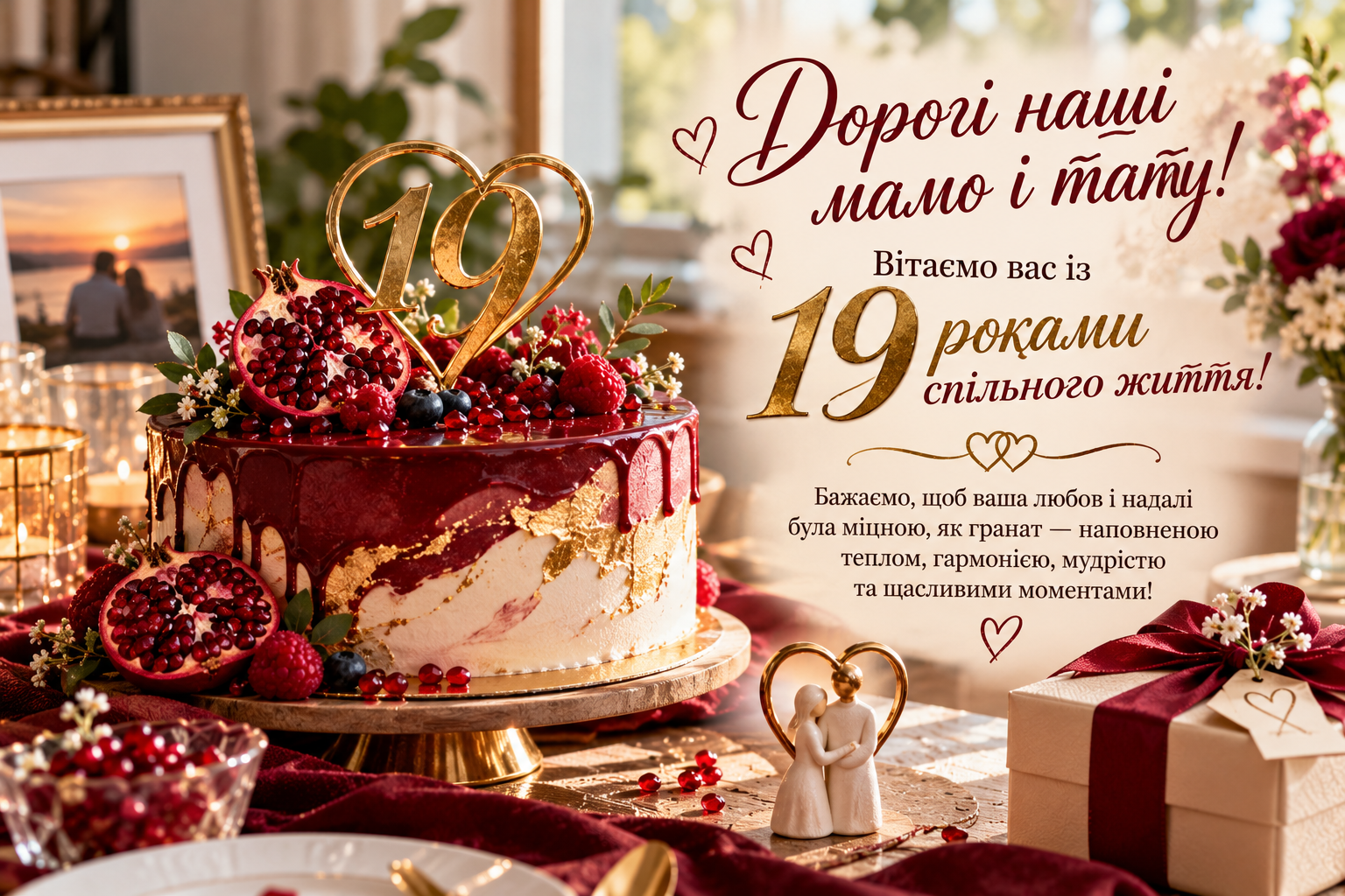 Тепле привітання з 19-річчям шлюбу